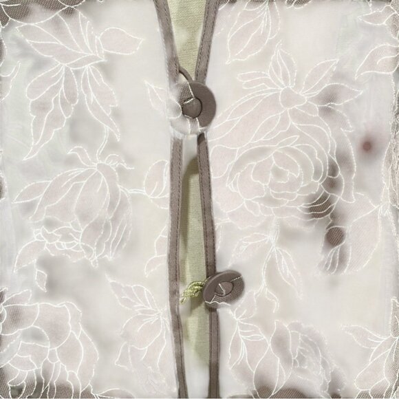 Jacques Vert Sheer Floral Embroidered Kimono UK 16 Wedding Occasion Cover Up - Picture 12 of 12